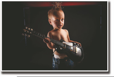

Posterhouzz Baby with black guitar music Fine Art Print(12 inch X 18 inch, Rolled)