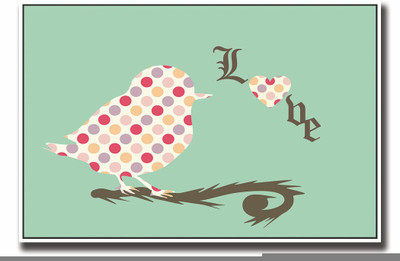 Posterhouzz Love Bird Polka dot Fine Art Print(12 inch X 18 inch, Rolled)