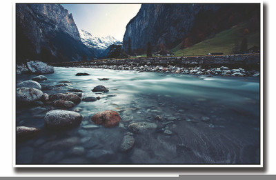 

Posterhouzz Serene Mountain river in Switzerland Fine Art Print(12 inch X 18 inch, Rolled)