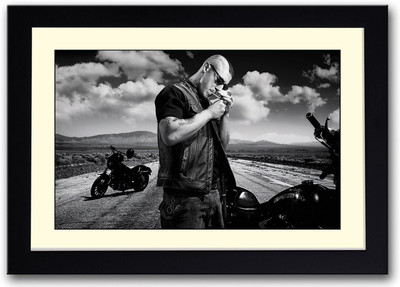 

Man Smoking on Bike Fine Art Print(14 inch X 20 inch, Framed)