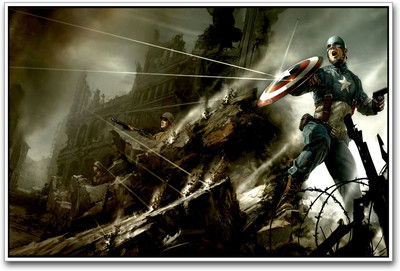 

Captain America fighting bullets Paper Print(12 inch X 18 inch)