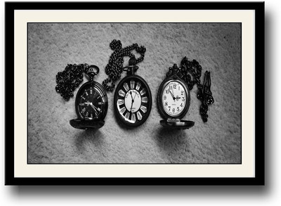 

3 Vintage clocks Fine Art Print(10 inch X 14 inch, Framed)