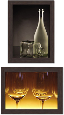 

Pack of 2 Framed Posters For Dining Room / Kitchen / Restaurant / Minibar / Bachelor Pad Room Photographic Paper(13.5 inch X 10 inch, Box Packing)
