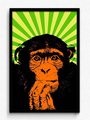 Seven Rays Monkey Pop Art Framed (Small)(19 inch X 12.5 inch)