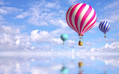 

Art For Kids Room Décor - Candy Colored Hot Air Balloons In The Sky - Medium Size Rolled Digital Art Print On Photographic Paper(27 inch X 18 inch, Rolled)