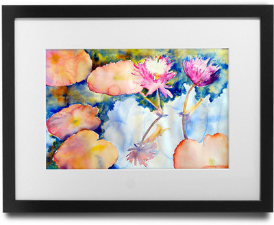 

Shaildha's Water Colour Painting Print of Lotus In Pond 2 Fine Art Print(9 inch X 11 inch)