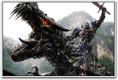 

Optimus Prime on dinobot Paper Print(12 inch X 18 inch)