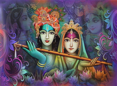 

Radha Krishna - Spiritual Love - Medium Size Rolled Digital Art Print On Photographic Paper(24 inch X 18 inch, Rolled)