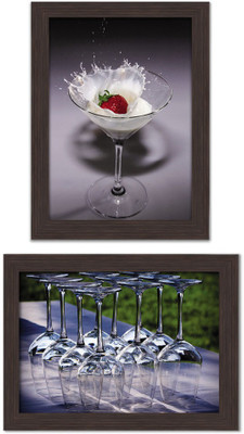 

Pack of 2 Framed Posters For Dining Room / Kitchen / Restaurant / Minibar / Bachelor Pad Room Photographic Paper(13.5 inch X 10 inch, Box Packing)