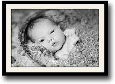 

Baby in basket looking b&w Fine Art Print(10 inch X 14 inch, Framed)
