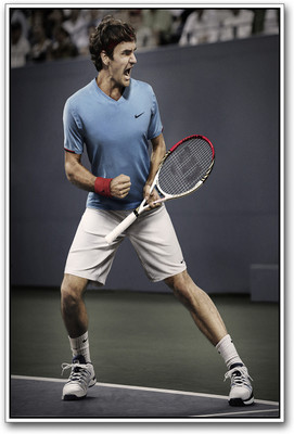 Roger Federer playing Tennis marvelous Paper Print(18 inch X 12 inch)