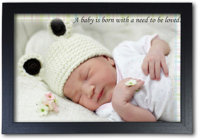 

Cute Baby in a White Dress With Frame [Ver. 2] Paper Print(14 inch X 20 inch, Streched)