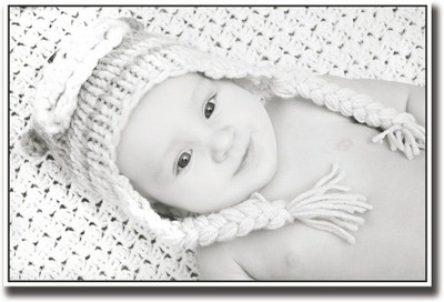 

Baby with hat smiling b&w Fine Art Print(12 inch X 18 inch, Rolled)
