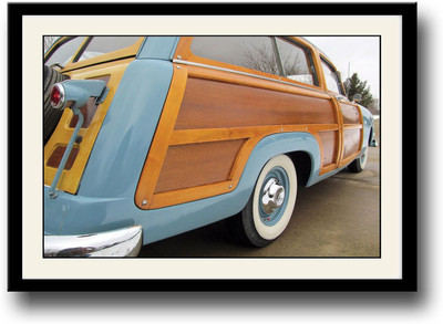 

Vintage car with blue and wood colour Fine Art Print(10 inch X 14 inch, Framed)