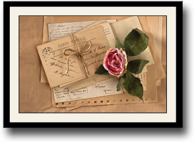 

Old Letter with pink rose Fine Art Print(10 inch X 14 inch, Framed)