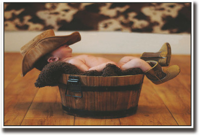 

Cute newborn baby with cowboy hat Fine Art Print(12 inch X 18 inch, Rolled)