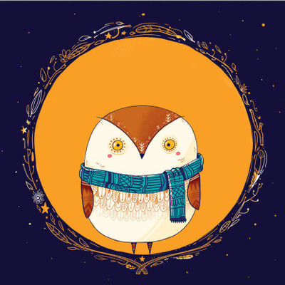 

Circle Owl Orange Fine Art Print(24 inch X 24 inch, Rolled)
