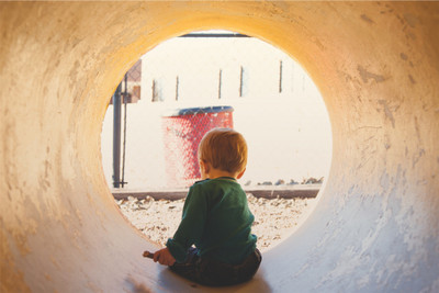 

Child's Love - Playing in Tunnel Paper Print(12 inch X 18 inch, Stretched)