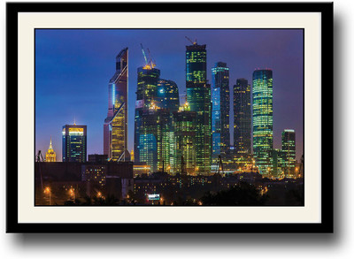 

Skyscrapers lights view Fine Art Print(10 inch X 14 inch, Framed)