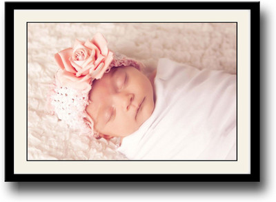 

Baby with big pink rose Fine Art Print(10 inch X 14 inch, Framed)