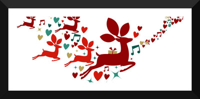 

Tallenge - Christmas Art - Reindeer Carols - Small Size Ready To Hang Framed Digital Art Print On Photographic Paper(12 inch X 5 inch, Framed)