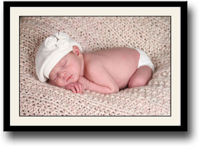 

Baby sleeping with a white hat Fine Art Print(10 inch X 14 inch, Framed)