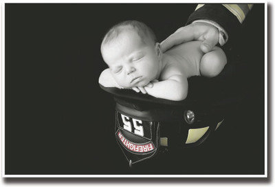 

Cute baby in fire fighter hat Fine Art Print(12 inch X 18 inch, Rolled)