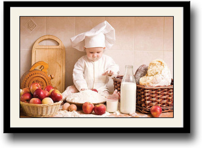 

Baby chef with flour Fine Art Print(10 inch X 14 inch, Framed)