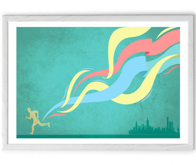 

Hulkut Waves Art Print with white frame 36 * 24 Inches Fine Art Print(38 inch X 1 inch, Framed)