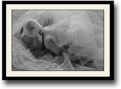 

Baby sleeping in net b&w Fine Art Print(10 inch X 14 inch, Framed)