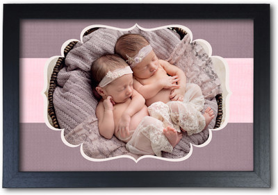 

Cute Sleeping Twins Poster with Frame Paper Print(14 inch X 20 inch, Streched)