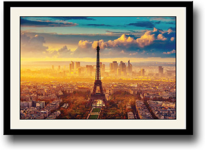 Eiffel Tower Paris view Fine Art Print(10 inch X 14 inch, Framed)