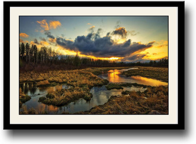 

Reflection of Sunset in River Fine Art Print(10 inch X 14 inch, Framed)