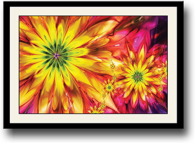 

Red and yellow artistic flowers Fine Art Print(10 inch X 14 inch, Framed)