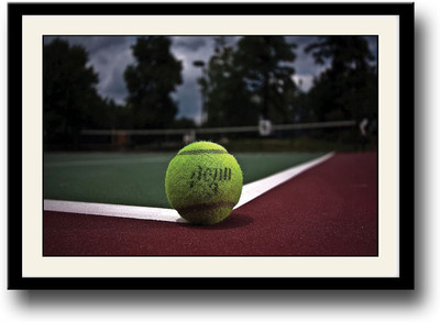 

Yellow Tennis ball on Court Fine Art Print(10 inch X 14 inch, Framed)