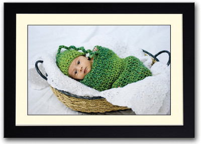 

Baby In Green In Basket Fine Art Print(14 inch X 20 inch, Framed)
