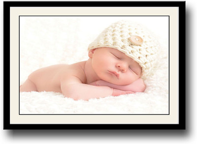 

Cute baby with button on cap Fine Art Print(10 inch X 14 inch, Framed)