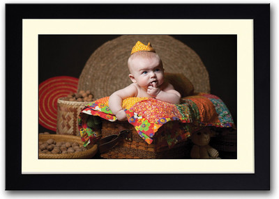 Cute Baby With Orange Crown Fine Art Print(14 inch X 20 inch, Framed)