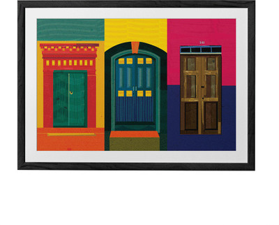 

3 Doors Fine Art Print(20 inch X 30 inch, Framed)