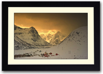 

Base Camp on Snow Covered Mountain Fine Art Print(14 inch X 20 inch, Framed)