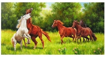 Canvas Photo Art of Horses - 14 with Lakering Fine Art Print(30 inch X 15 inch) at flipkart