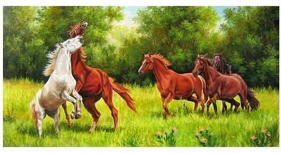 Canvas Photo Art of Horses - 14 with Lakering Fine Art Print(30 inch X 15 inch) at flipkart