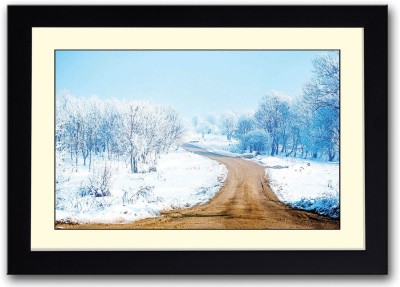 

The Road between Snow Fine Art Print(14 inch X 20 inch, Framed)