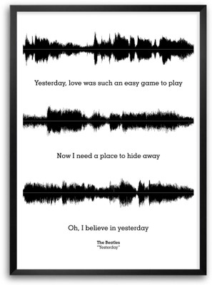 The Beatles "Yesterday" Lyrics Quotes Paper Print(16.5 inch X 11.5 inch, Framed)
