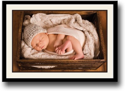 

Cute newborn baby sleeping holding feet Fine Art Print(10 inch X 14 inch, Framed)