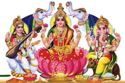 

Posterhouzz Laxmi Ganesh Poster Fine Art Print(12 inch X 18 inch, Rolled)