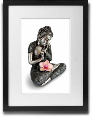 

Shaildha's Water Colour Painting Print of Buddha Sitting With Flower Fine Art Print(11 inch X 9 inch)