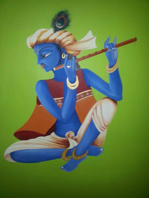 43% OFF on Painting without Frame Canvas Art Krishna-11 Canvas Art(18 inch X 18 inch)