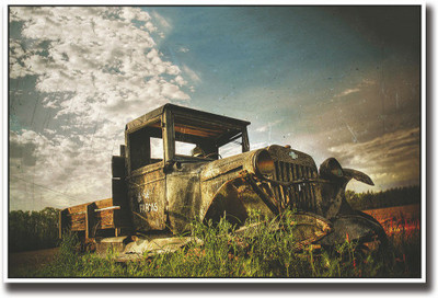 

Vintage jeep in farm Fine Art Print(12 inch X 18 inch, Rolled)