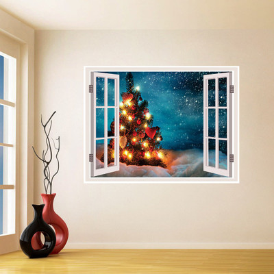 

Decor Wall Large Christmas Window Illusion 3D Poster(24 inch X 36 inch, Rolled)